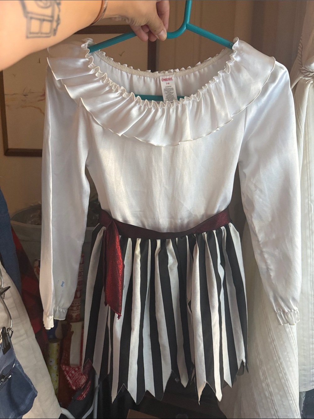 Gymboree White and Black Striped Pirate Dress with Red Sash